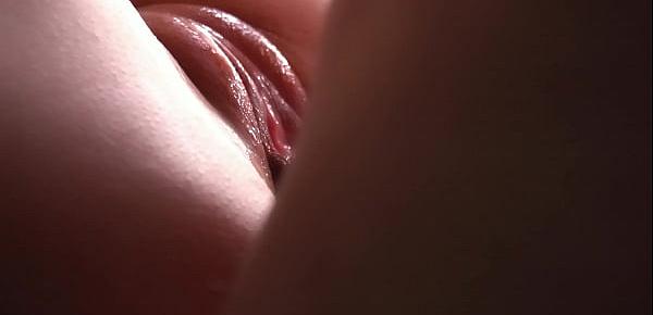  SLOW MOTION. Close-up of gentle frictions. Creampie